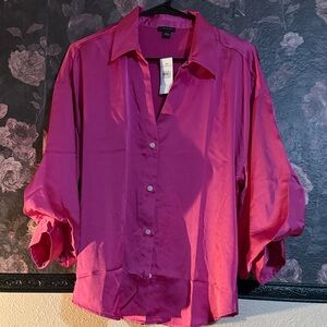 Ann Taylor Fuchsia Button Down Shirt